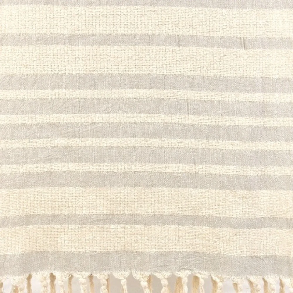Organic Cotton Loom Weave Spa Bath Towel Gray + Natural Stripe